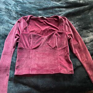 Abercrombie Purple Velvet Long Sleeve Top